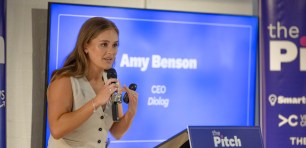 Amy Benson Diolog CEO delivers startup pitch